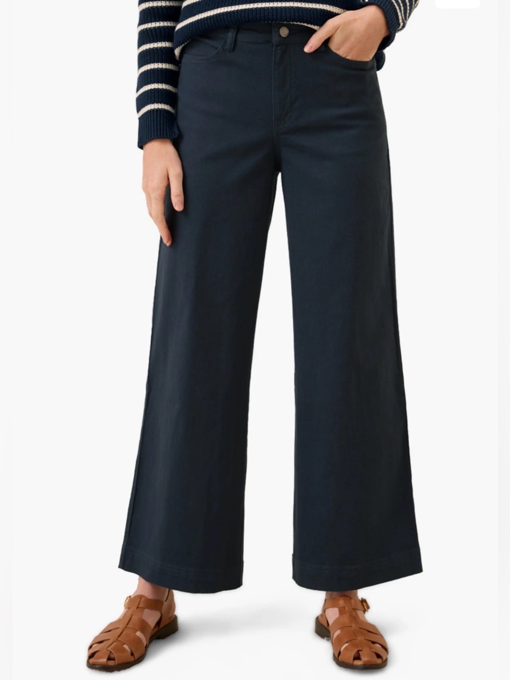 PACT Large ORGANIC Capsule Minimalist BLUE Stretch Twill Wide Leg Pants Casual